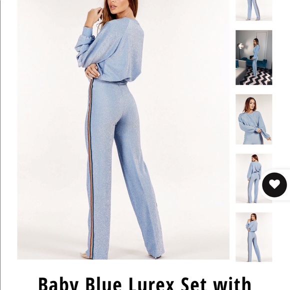 Sundar Bay Baby Blue Lurex Set with Band - Picture 5 of 5